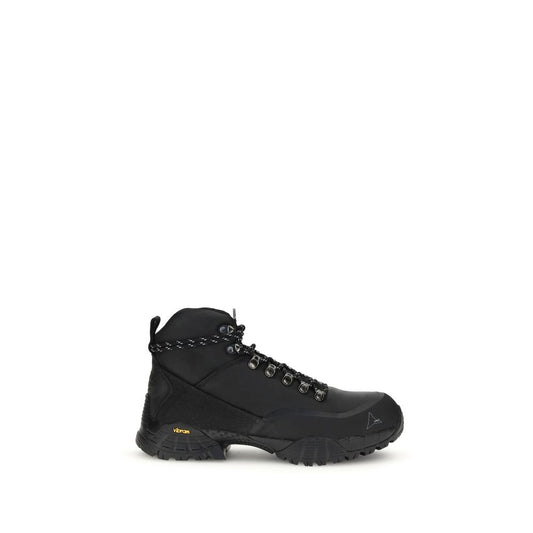ROA Black Rubber Lace-Up Boots