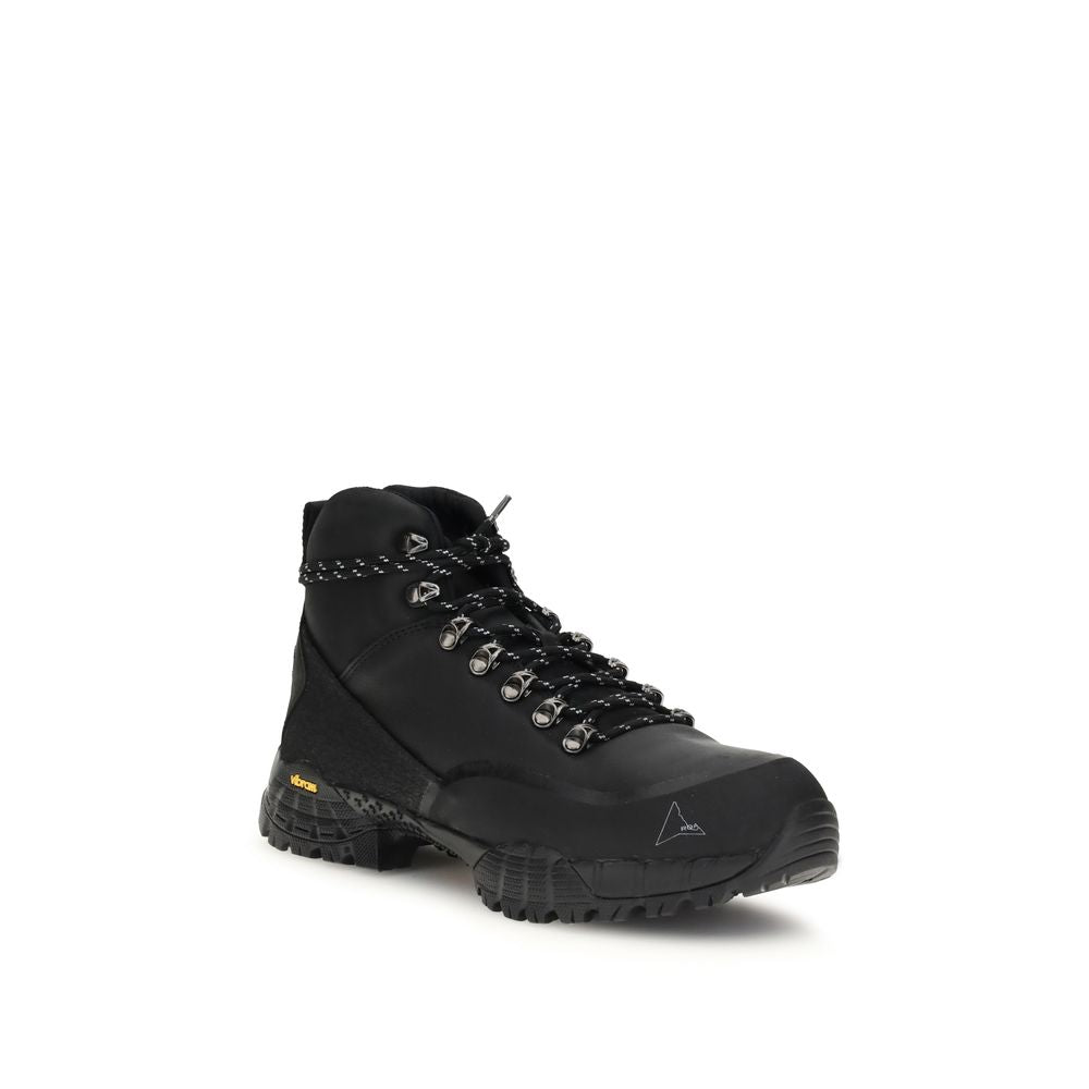 ROA Black Rubber Lace-Up Boots