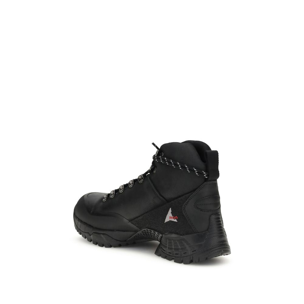 ROA Black Rubber Lace-Up Boots