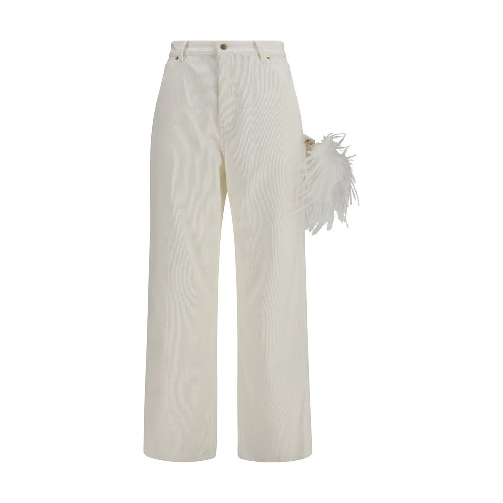 Darkpark White Cotton Casual Pants