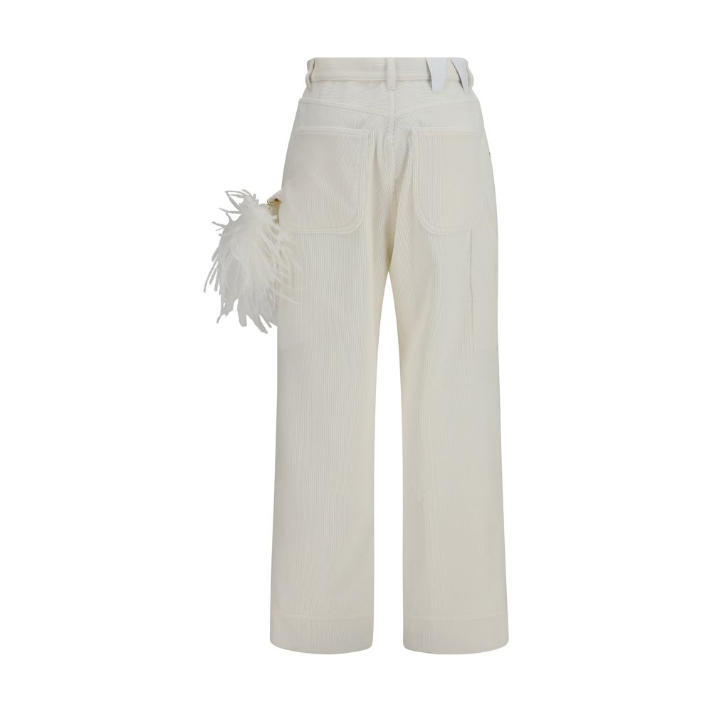 Darkpark White Cotton Casual Pants