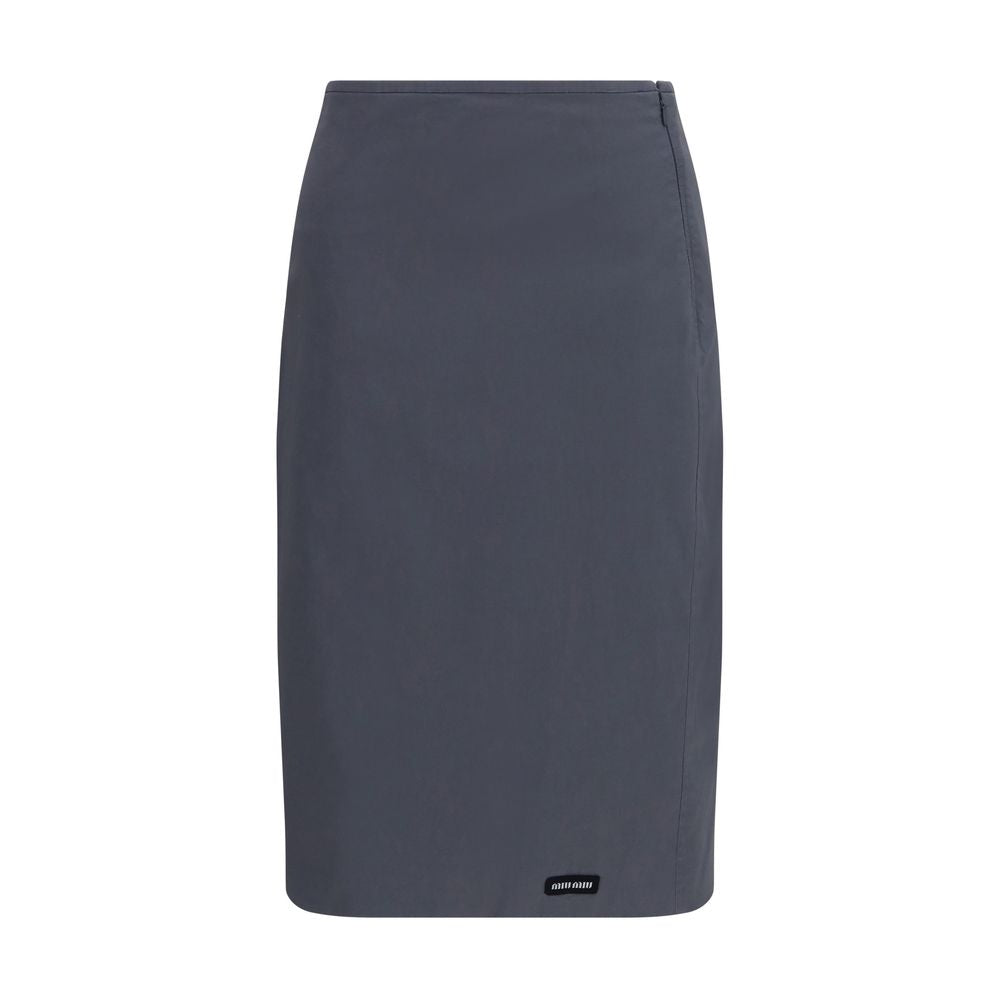 Miu Miu Gray Cotton Midi Skirt