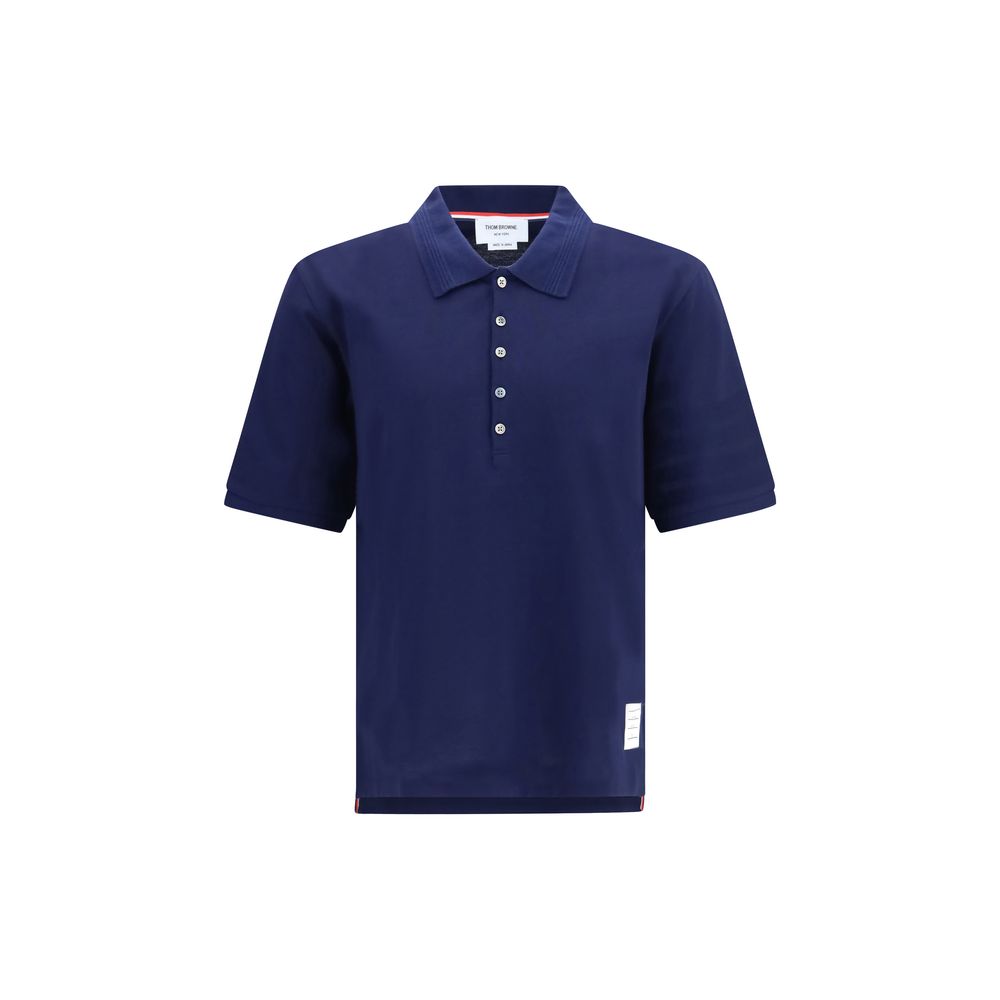 Thom Browne Blue Cotton Polo Shirt