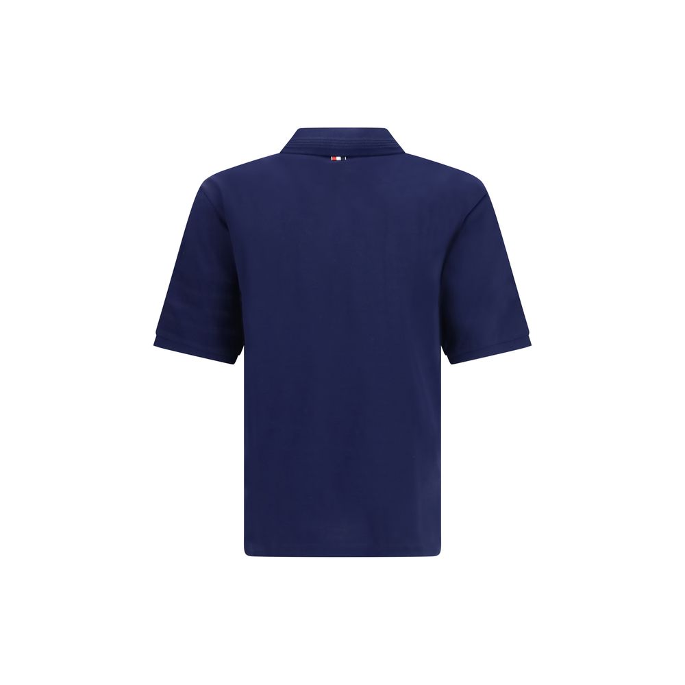 Thom Browne Blue Cotton Polo Shirt