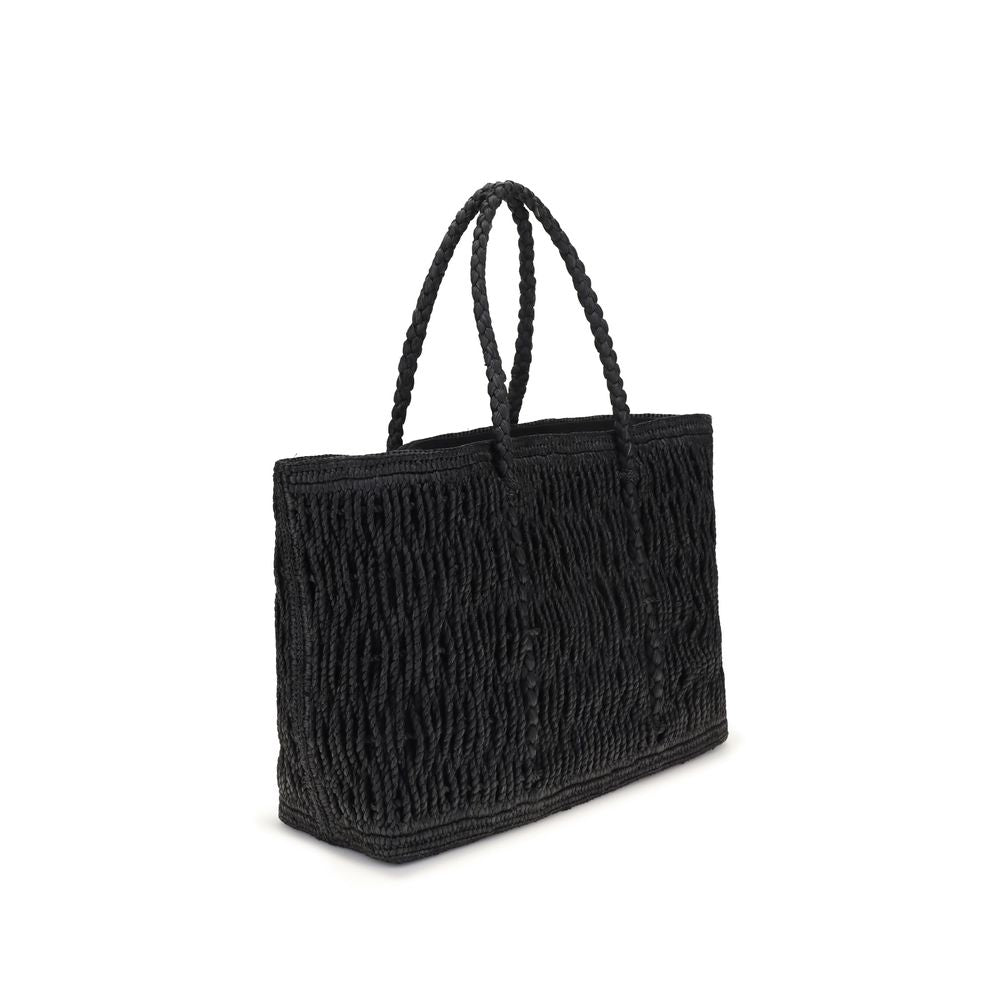 The Row Black Raffia Shoulder Bag