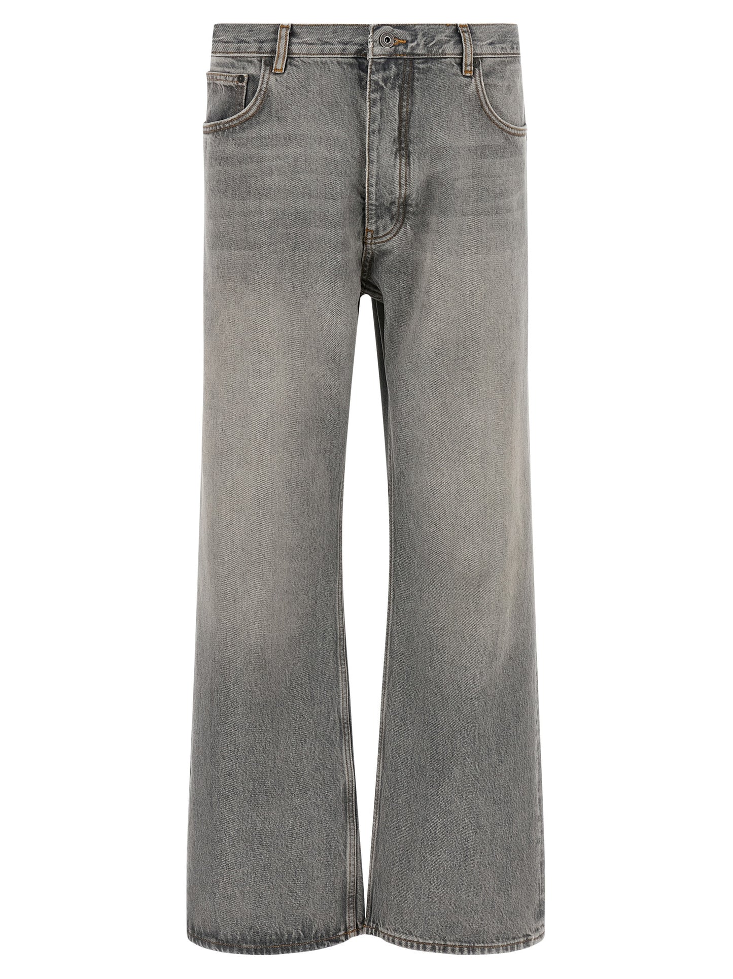 Off-White Gray Cotton Relaxed Fit Jeans