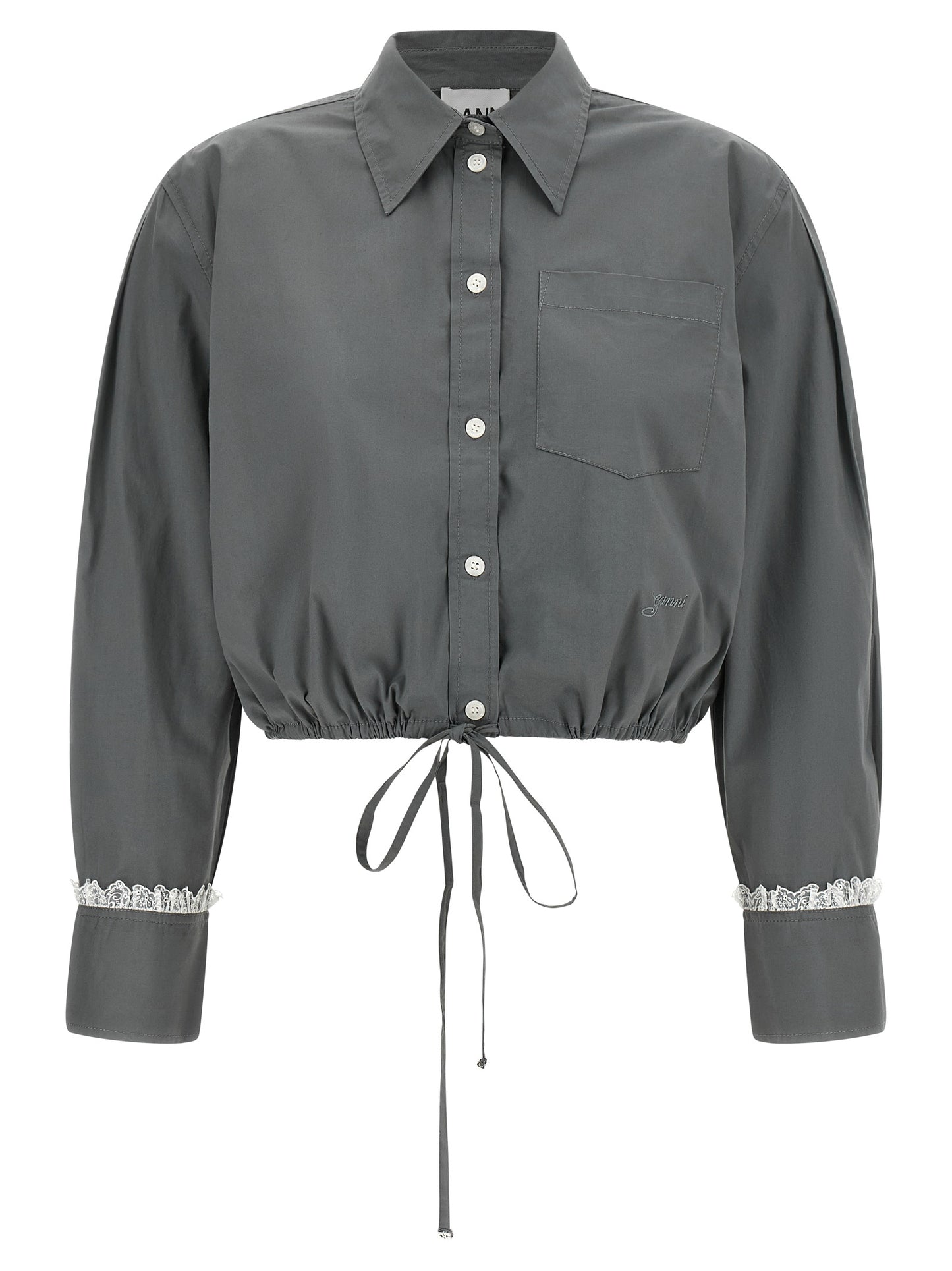 Ganni Gray Cotton Blouse