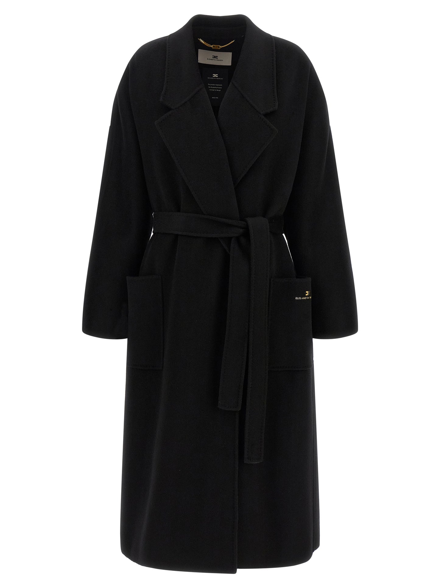 Elisabetta Franchi Black Wool Coat