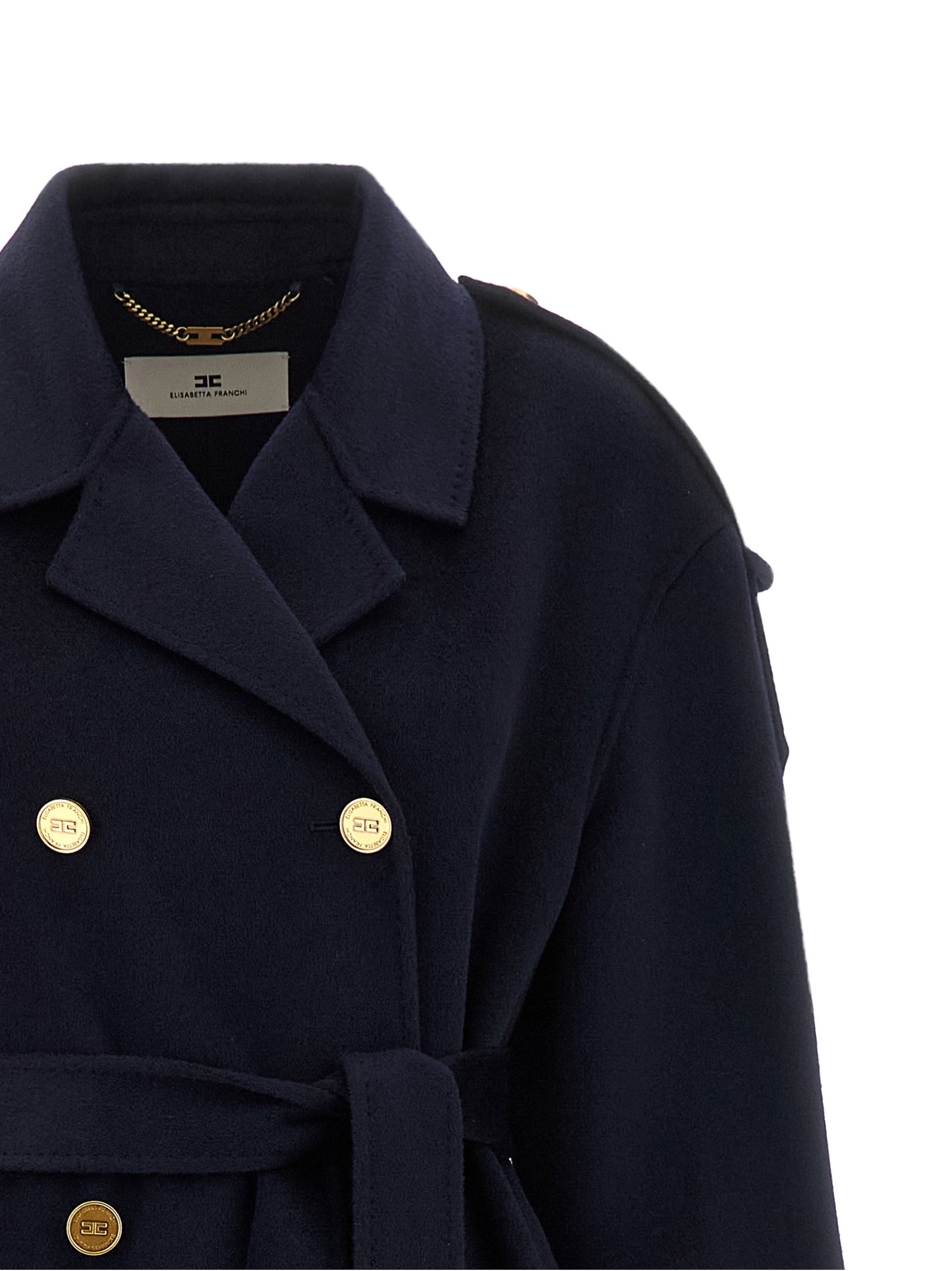Elisabetta Franchi Blue Wool Coat