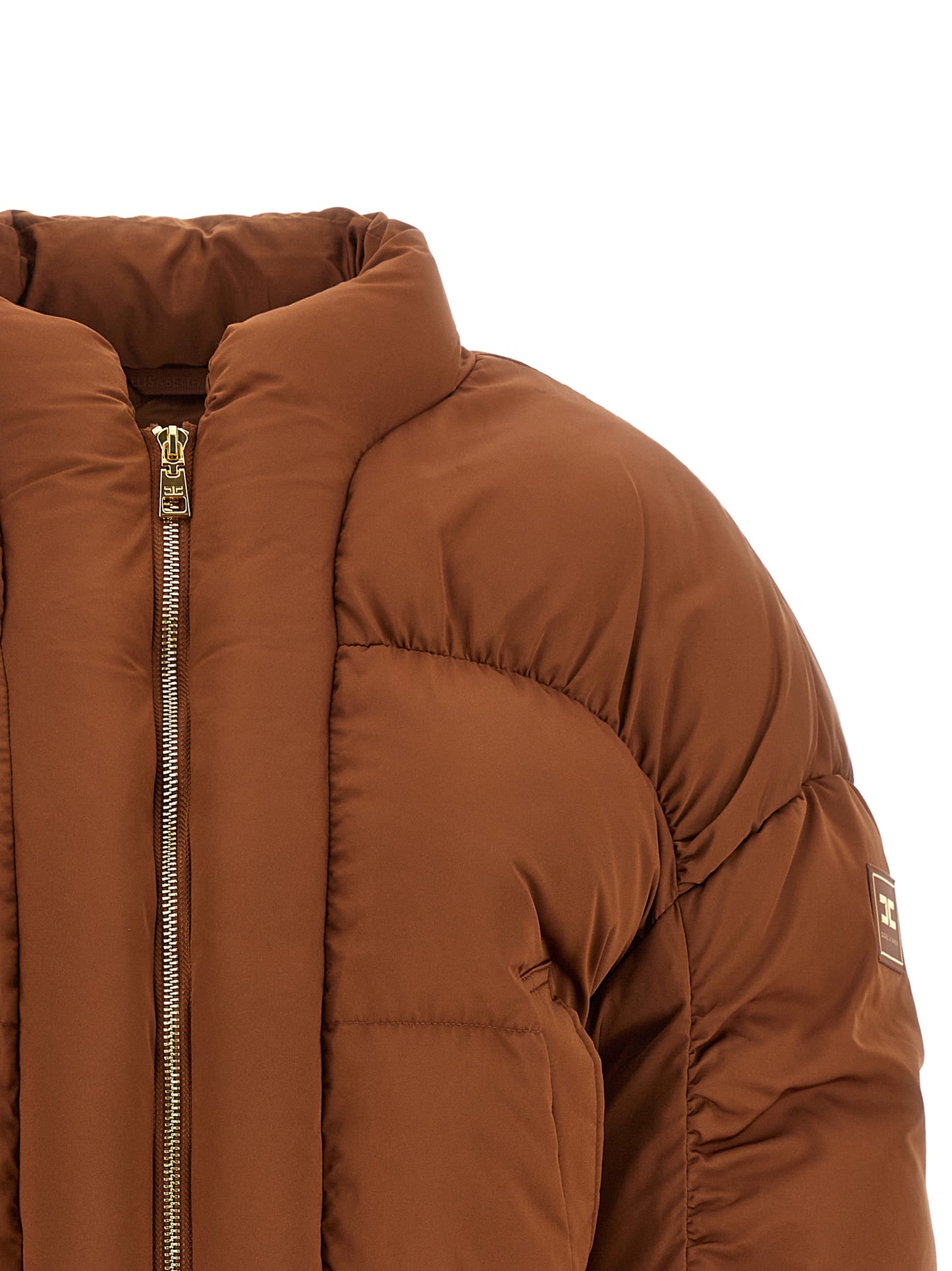 Elisabetta Franchi Brown Polyester Full-Length Jacket