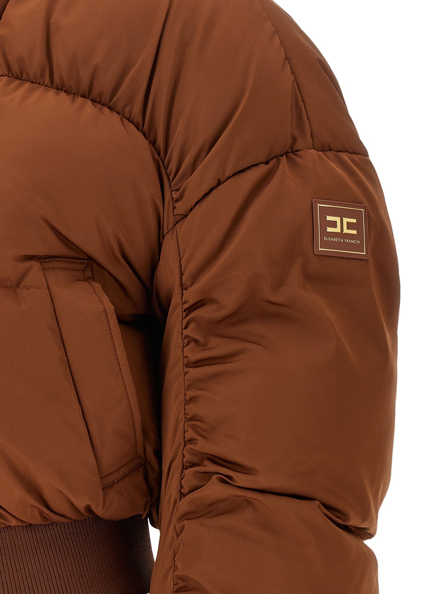 Elisabetta Franchi Brown Polyester Full-Length Jacket