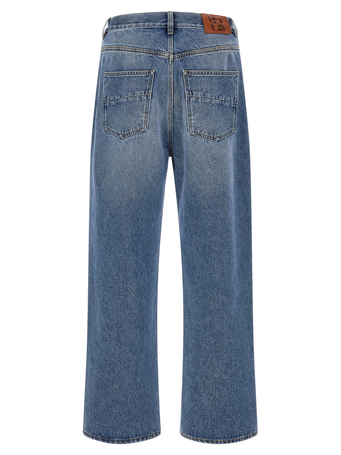 Fendi Blue Cotton Relaxed Fit Jeans