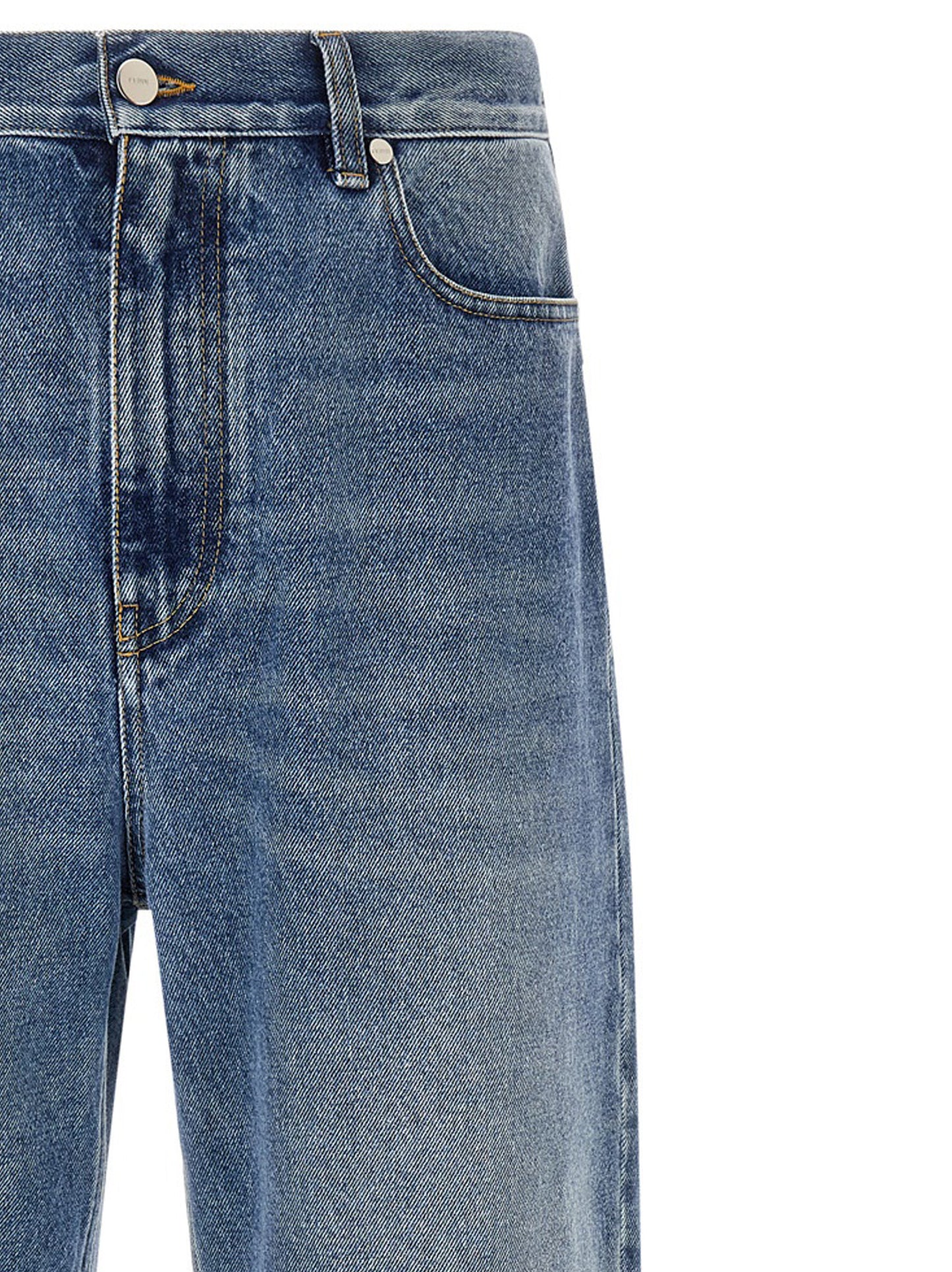 Fendi Blue Cotton Relaxed Fit Jeans