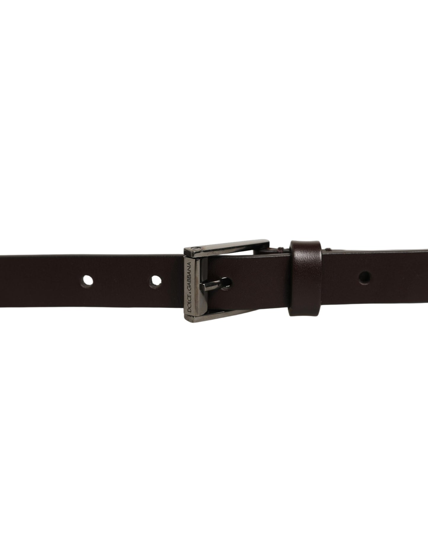 Dolce & Gabbana Brown Leather Double Wrap Metal Buckle Belt