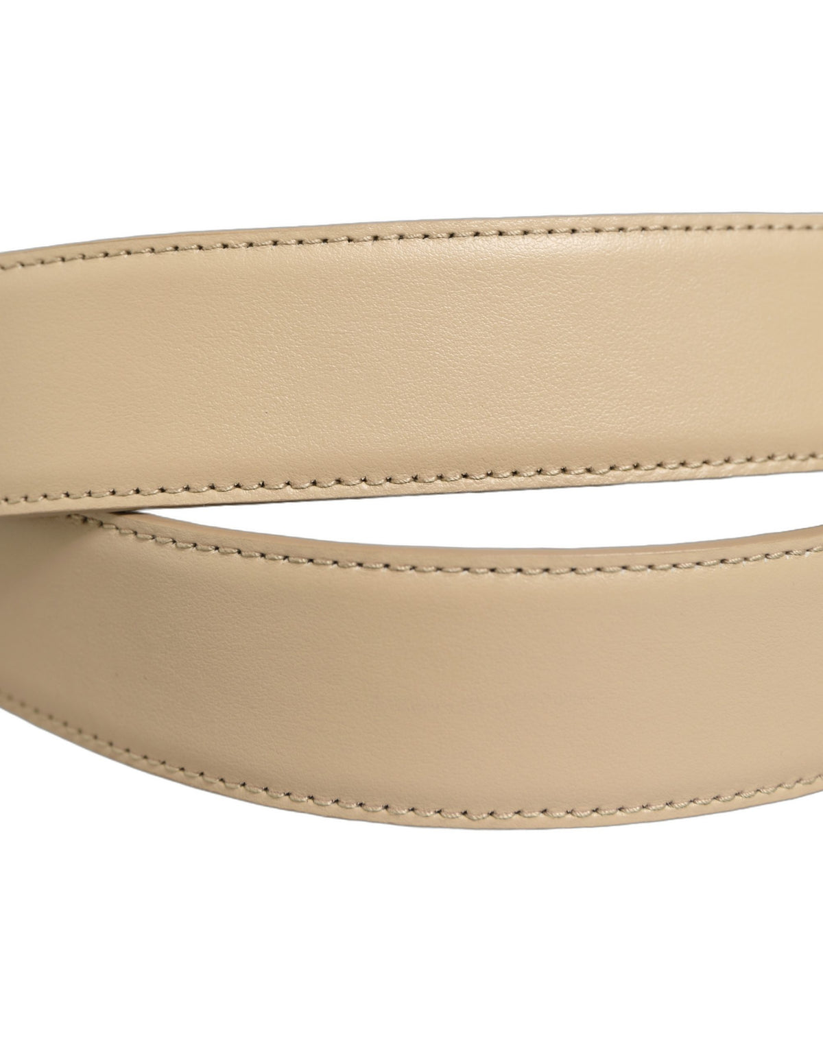 Dolce & Gabbana Beige Leather Silver Tone Metal Buckle Belt