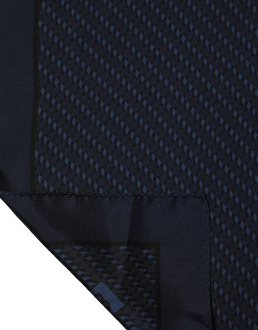 Dolce & Gabbana Dark Blue Silk Pocket Square Foulard Scarf