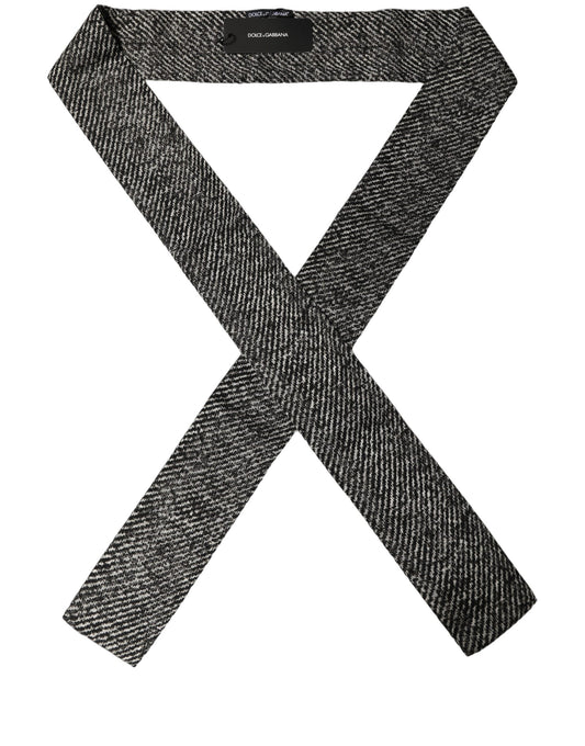 Dolce & Gabbana Black White Herringbone Tweed Shawl Scarf