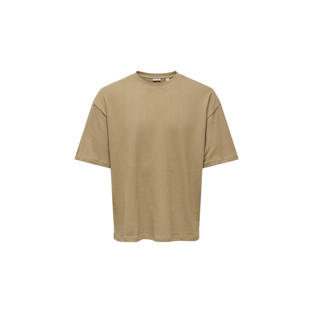 Only & Sons Brown Cotton T-Shirt