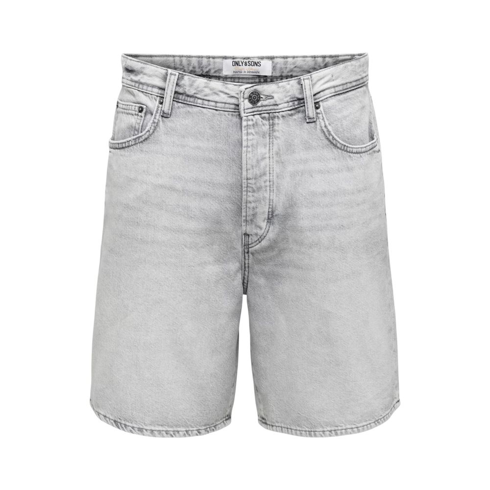 Only & Sons Gray Cotton Bermuda Shorts
