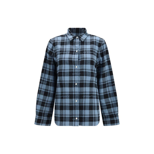 Off-White Blue Cotton Pattern Shirt