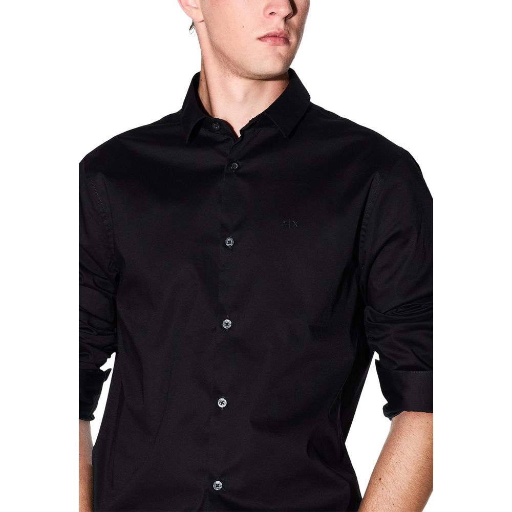 Armani Exchange Black Cotton Dress Shirt