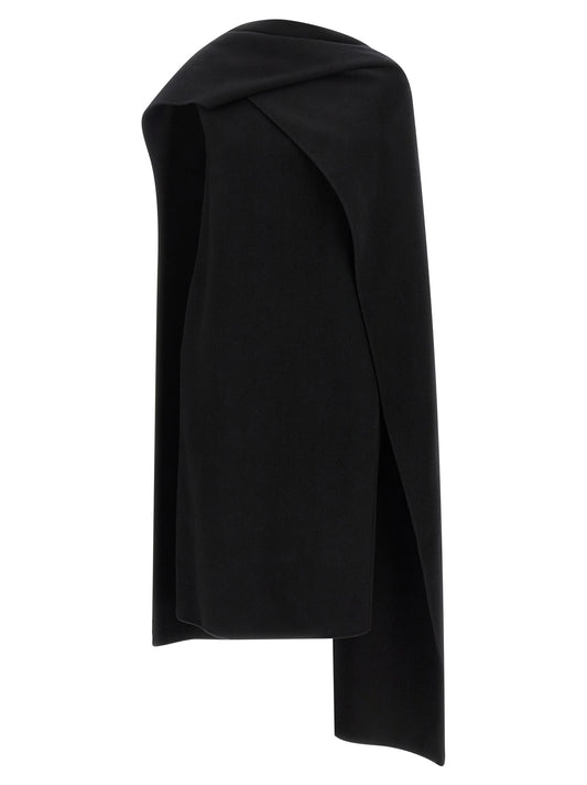 Khaite Black Virgin Wool Midi Dress