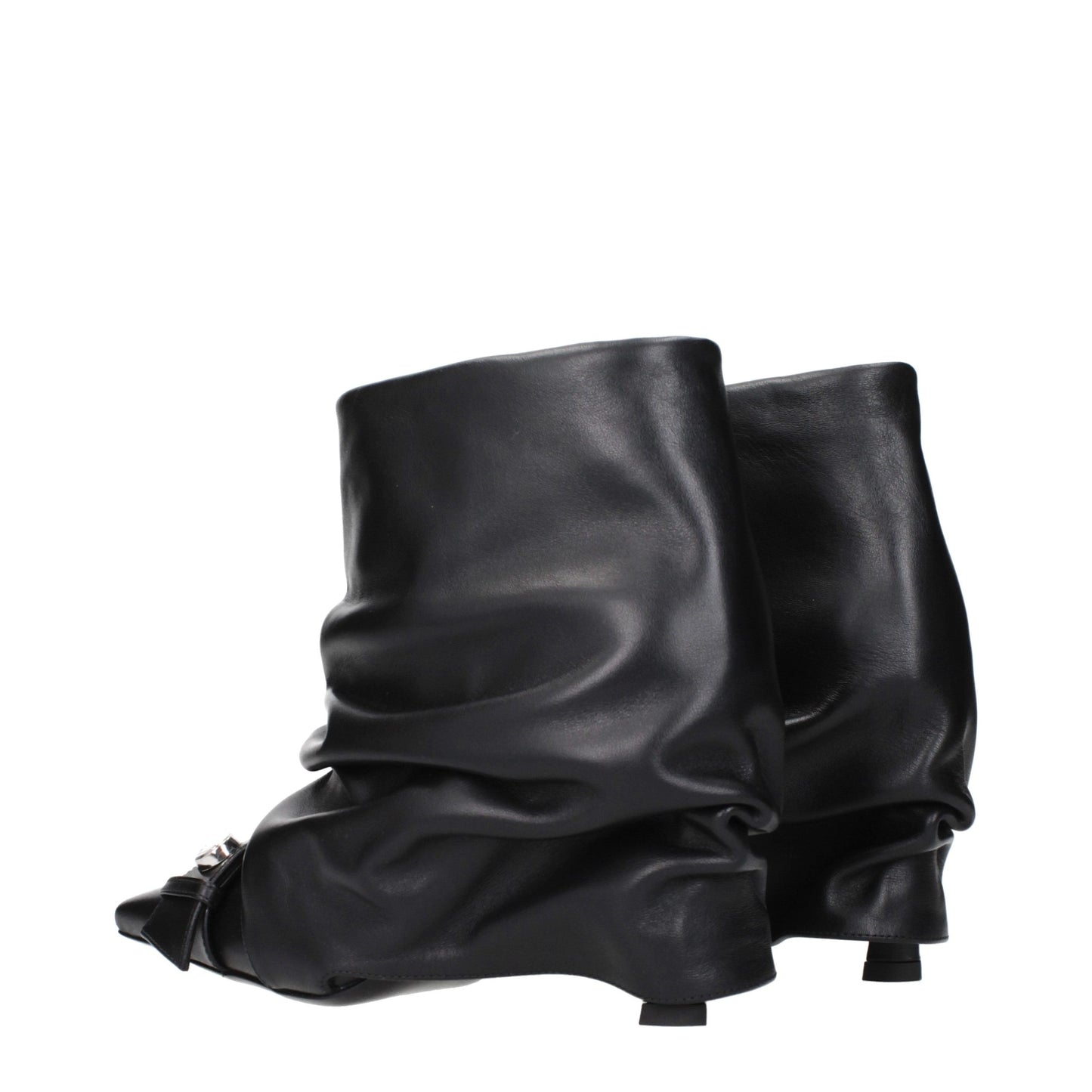 The Attico Black Leather Ankle Boots