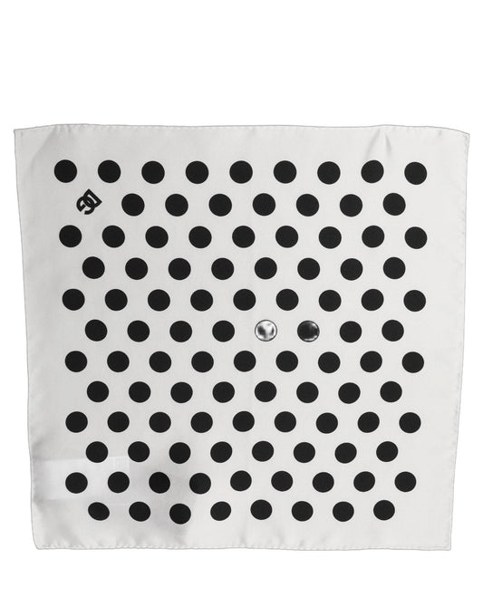 Dolce & Gabbana White Black Polka Dot Square Foulard Scarf