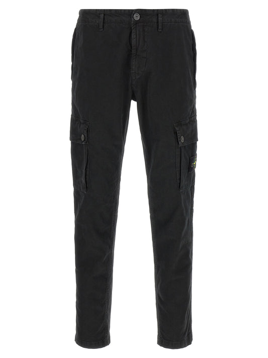 Stone Island Black Cotton Cargo Pants