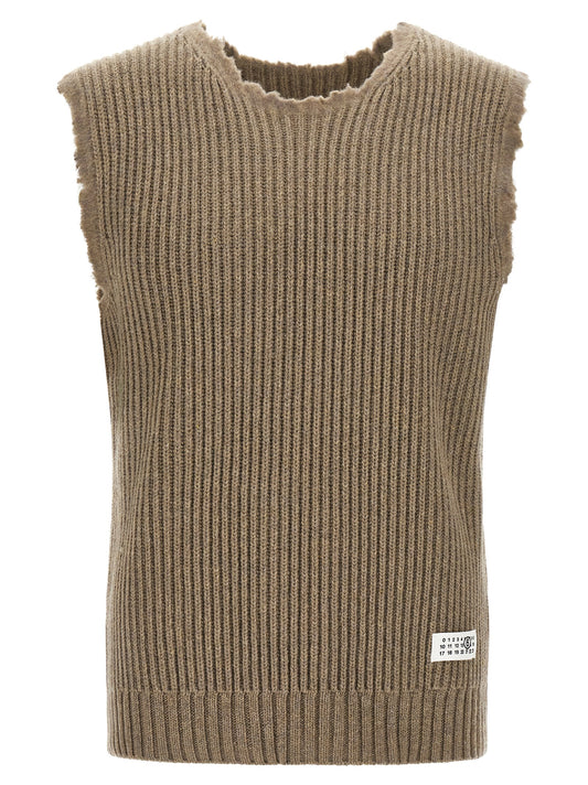 MM6 Maison Margiela Beige Wool Sleeveles Sweater