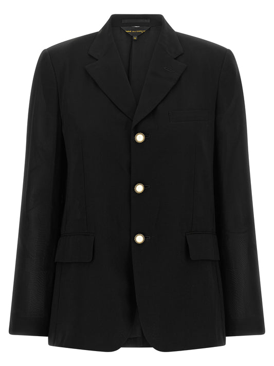 Comme Des Garçons Black Polyester Blazer