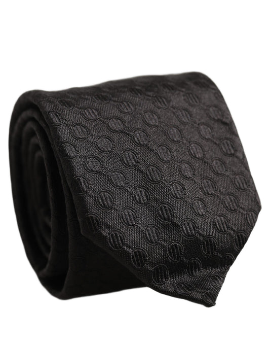 Dolce & Gabbana Men Black Silk Geometric Adjustable Tied Necktie Tie