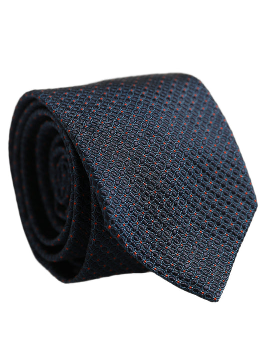 Dolce & Gabbana Men Dark Blue Geometric Silk Adjustable Tied Necktie Tie