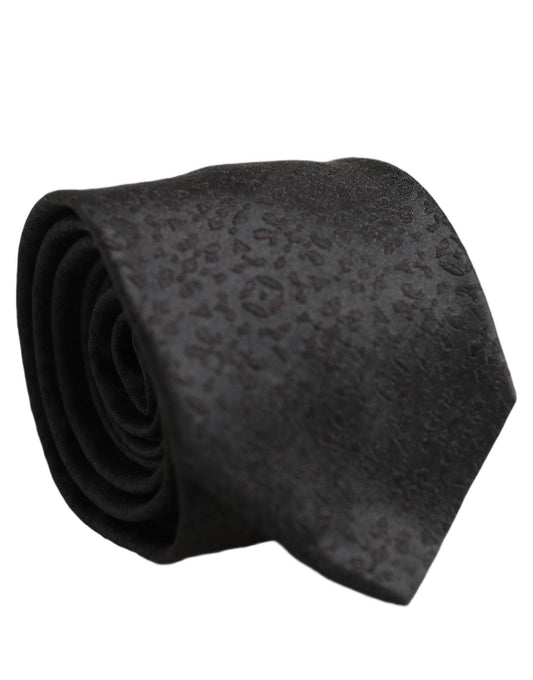 Dolce & Gabbana Black Jacquard Silk Adjustable Necktie Men Accessory Tie