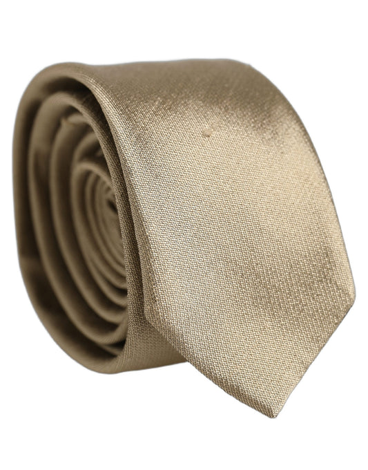 Dolce & Gabbana Gold Satin Silk Textured Adjustable Necktie Accessory Tie