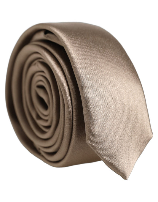 Dolce & Gabbana Brown Satin 100% Silk Adjustable Tied Men Necktie Tie