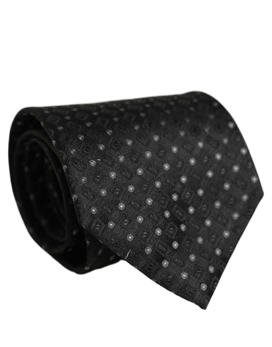 Dolce & Gabbana Black Jacquard Silk Adjustable Men Necktie Accessory Tie