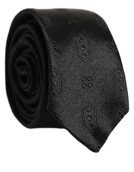 Dolce & Gabbana Black Silk Jacquard Adjustable Men Necktie Accessory Tie