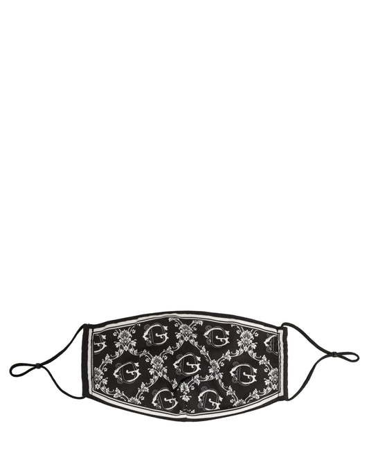 Dolce & Gabbana Black White Logo Baroque Elastic Ear Strap Face Mask