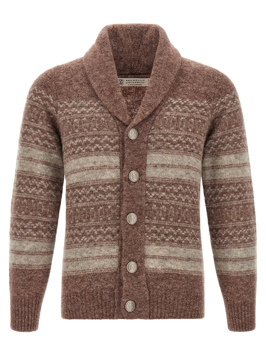 Brunello Cucinelli Brown Alpaca Leather Cardigan