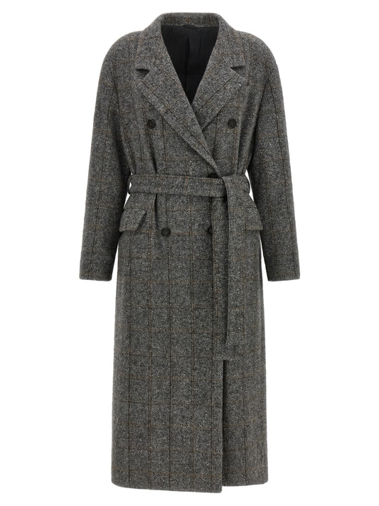 Brunello Cucinelli Gray Alpaca Leather Coat