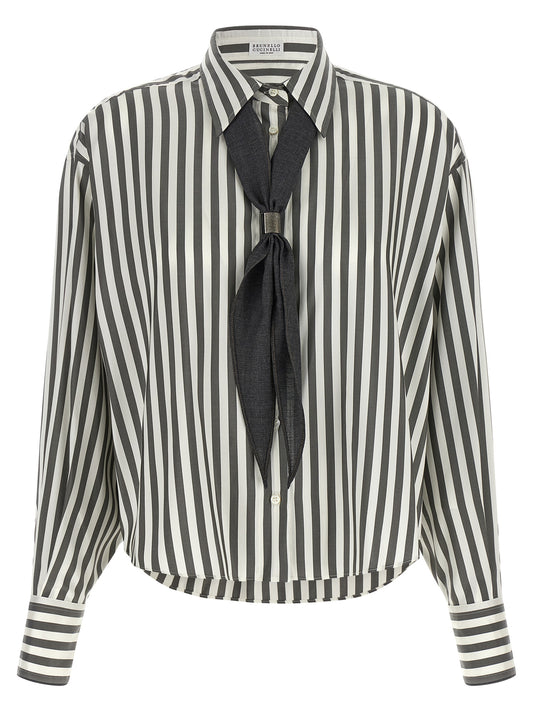 Brunello Cucinelli Bicolor Silk Blouse