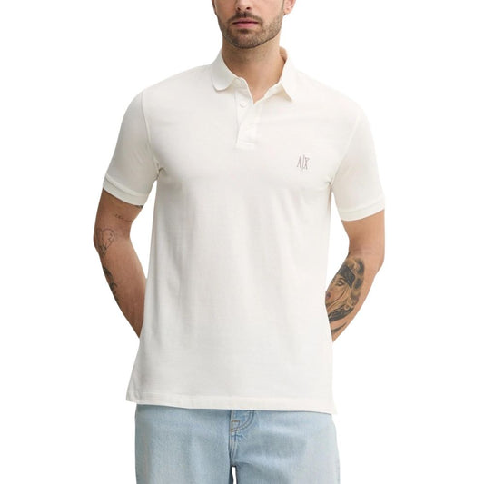 Armani Exchange White Cotton Polo Shirt