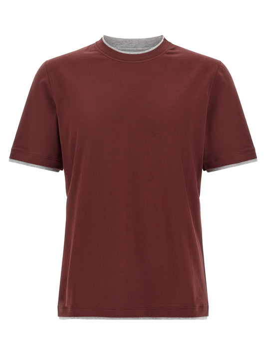 Brunello Cucinelli Bordeaux Cotton T-Shirt