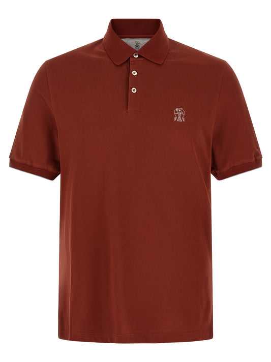Brunello Cucinelli Red Cotton Polo Shirt