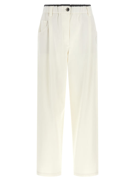 Brunello Cucinelli White Cotton Casual Pants
