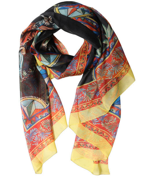 Dolce & Gabbana Multicolor Silk Printed Shawl Stole Scarf