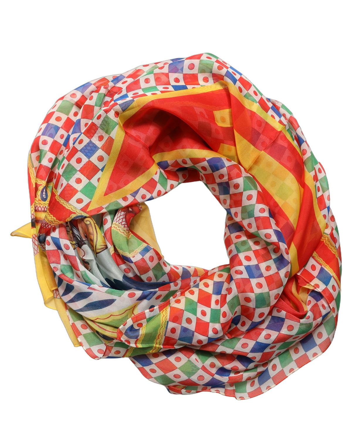 Dolce & Gabbana Multicolor Silk Carretto Print Stole Scarf