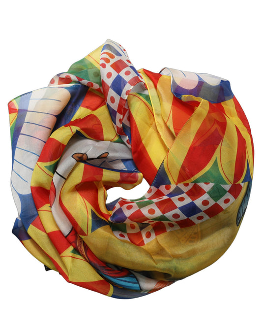 Dolce & Gabbana Multicolor Silk Carretto Foulard Scarf
