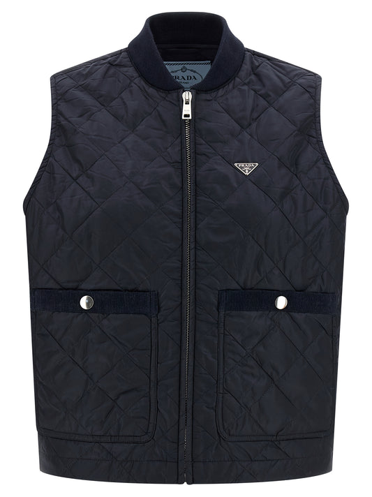 Prada Blue Recycled Polyamide Sleeveless Jacket